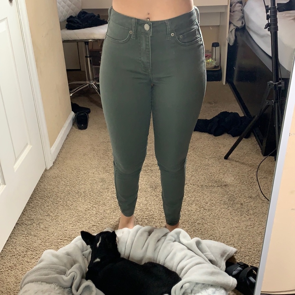 Green high rise skinny jeggings